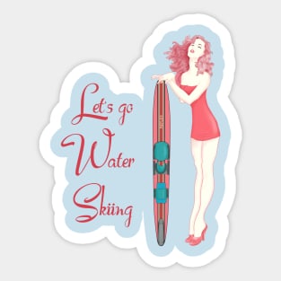 Let's Go Water Skiing Sticker